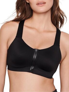 Victoria’s Secret Knockout Front Close Sports Bra Racerback Black Women 34C